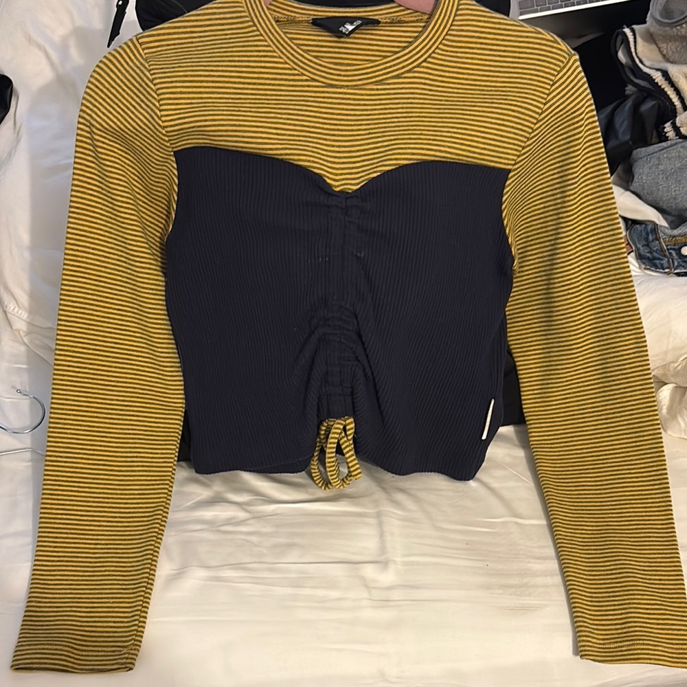 Striped Yellow and Black Women's Top